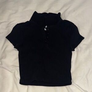Womens Black Polo Crop Top